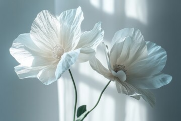 Elegant white flowers in soft light indoor setting nature calm atmosphere