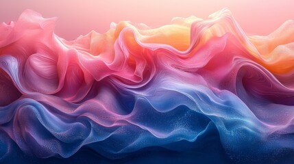 Obraz premium A captivating abstract landscape of swirling waves in soft pink and blue hues, resembling a dreamlike ocean at sunrise.