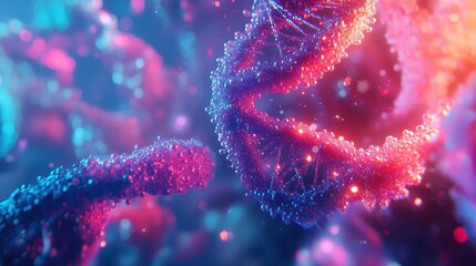 Fototapeta premium Digital DNA strands forming a cybernetic digital tone Tetradic color scheme. 