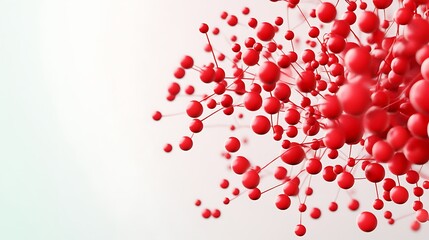 Abstract red molecule cluster, scientific background, vibrant color scheme, suitable for scientific research or technology presentations