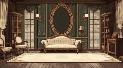 Elegant Victorian Living Room Interior Design