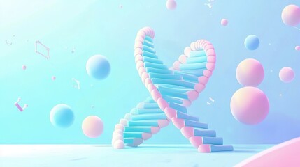 DNA modification flat design side view cutting-edge science theme animation colored pastel.
