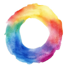 watercolor rainbow paint stroke on white & transparent a background.