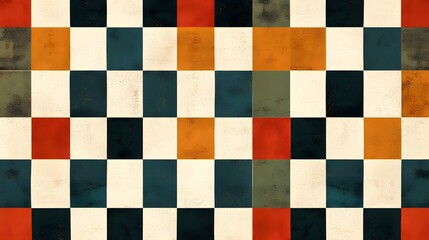 Fototapeta premium Colorful Checkerboard Pattern with Rustic Texture for Background Use
