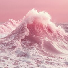 Fototapeta premium Pink Ocean Wave Crashing Majestically