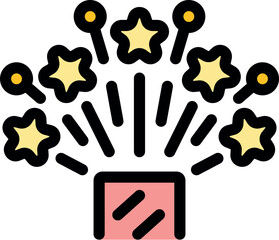 Firework exploding, creating a shower of sparks and star shapes, bringing joy and excitement to any celebration