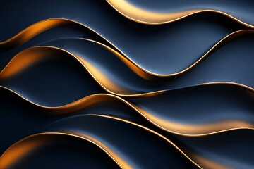 Obraz premium Abstract Dark Blue And Gold Wavy Design