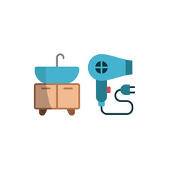 Sink set and bathtub set icon featuring a sleek and modern aesthetic, perfect for plumbing services, home improvement, and architecture graphics