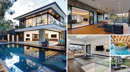 Fototapeta premium Modern Luxury Villa with Pool and Elegant Interiors