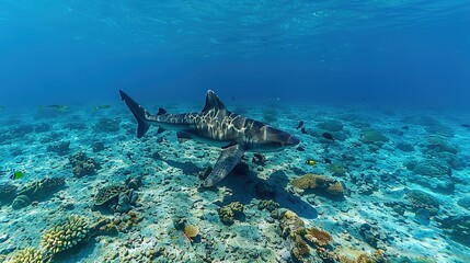 Obraz premium Awe - Inspiring Underwater Realm: The Panorama of a Gorgeous Coral Reef Teeming with Marine Life