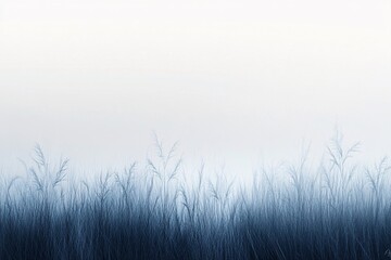 Serene Blue Grass Field Under a Pale Sky