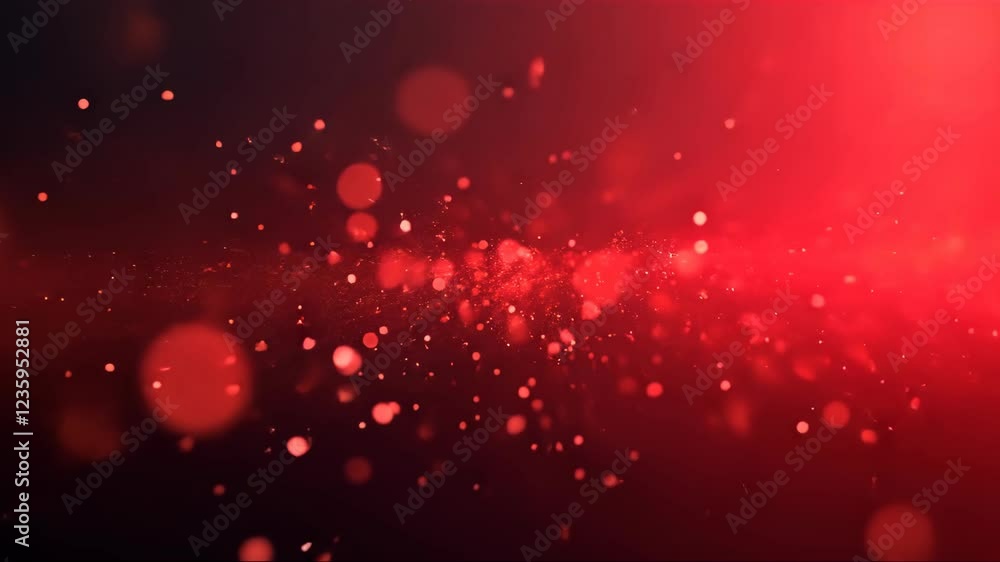 Poster red background with a lot of red dots. the dots are scattered all over the background