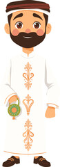 illustration of islamic man with traditional attire