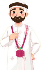 illustration of islamic man with traditional attire