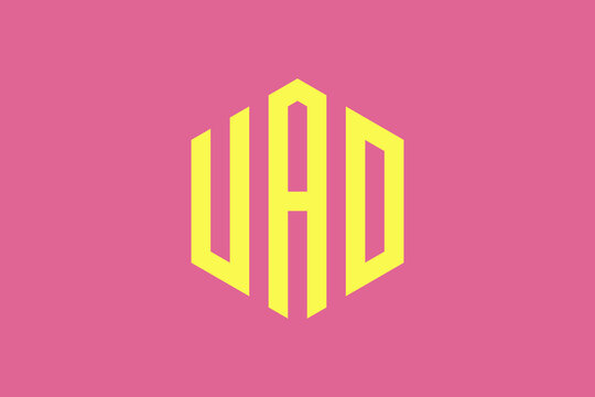 This is a hexagon shaped UAD letter logo suitable for logo designs for warehouse, expedition, health, clothing, counter, electronic, electrical, livestock companies