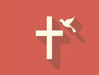 Obraz premium Symbol of Peace and Faith: A Cross with a Dove Illustration