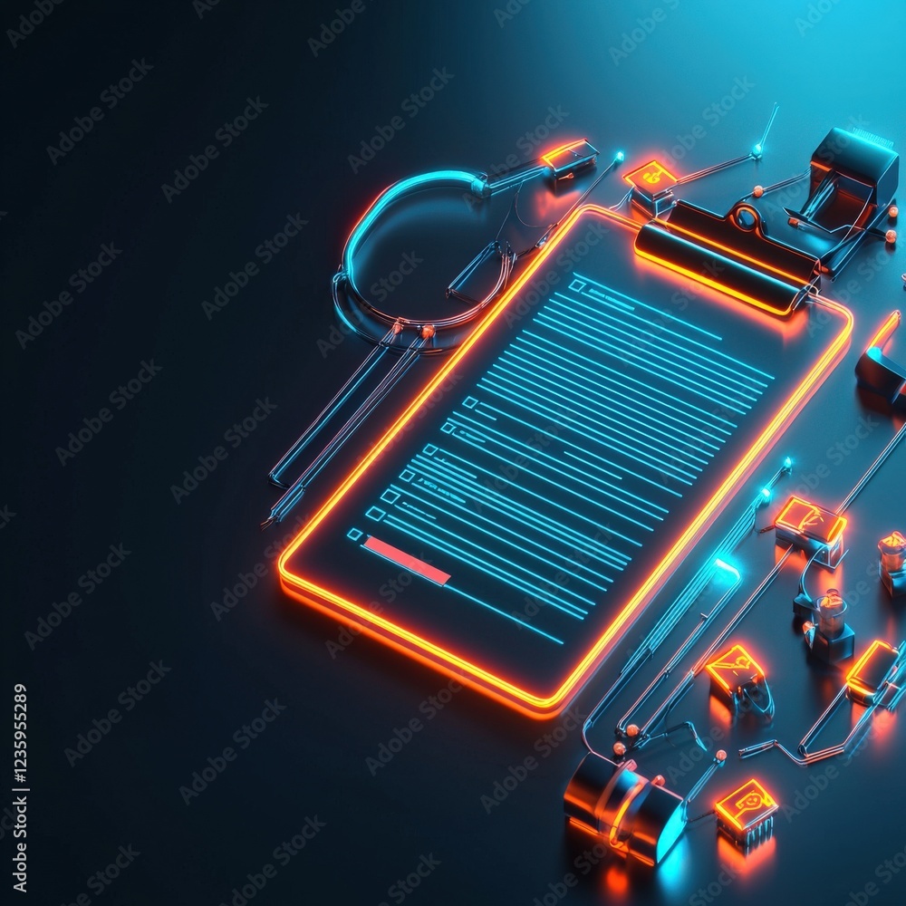 Poster clipboard glowing with a policy checklist and completed tasks