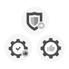 Best Practices and Quality Assurance Icons – Security, Approval, and Business Optimization Symbols.