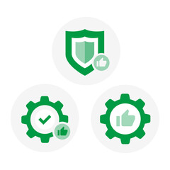 Best Practices and Quality Assurance Icons – Security, Approval, and Business Optimization Symbols.