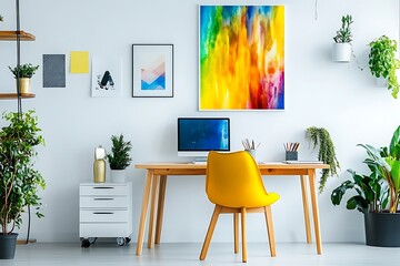 Bright and Colorful Home Office Decor