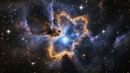 Star-shaped galaxy glowing in deep space