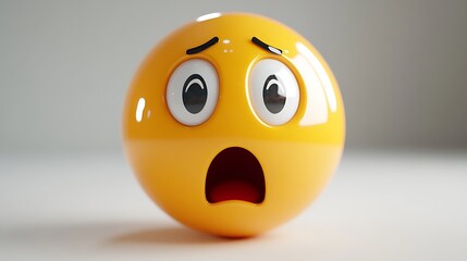 Fototapeta premium 3D expressive yellow emoji face, worried