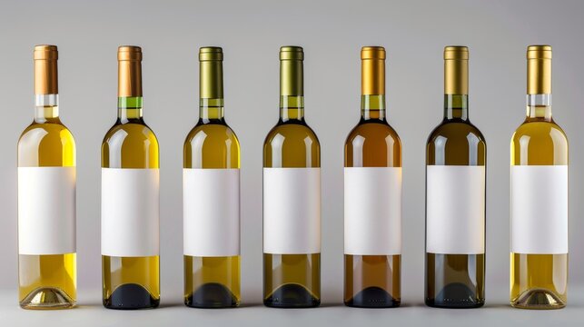 Empty wine bottles with unlabeled surfaces ready for customization and personalization