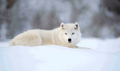 Naklejka premium White wolf photography side profile, Generative AI