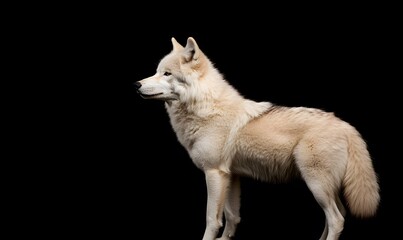 Obraz premium White wolf photography side profile, Generative AI