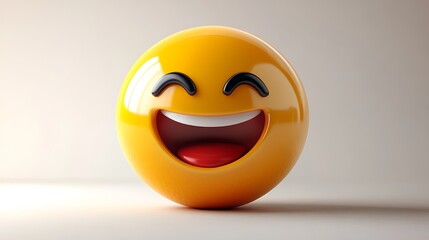 3D laughing emoji, cartoon, illustration, graphic, cheerful