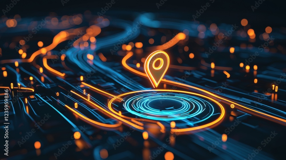 Aufkleber dynamic glowing path symbolizing focus leading to a target icon