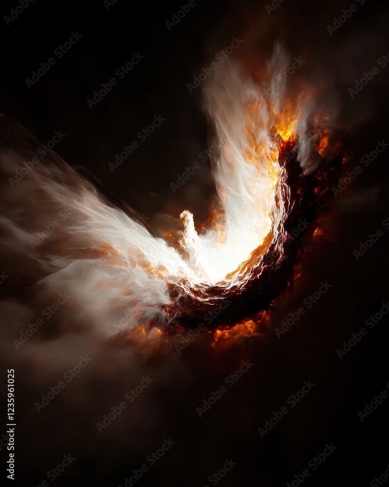 Poster dynamic cosmic storm surrounding spaceship interstellar scene digital art sci-fi environment etherea