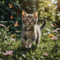 Obraz premium cat on the grass