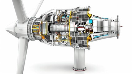 Detailed Cross-Section of a Modern Wind Turbine Engine