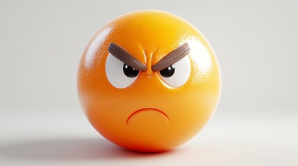 3D Angry Emoji on a Light Background for Social Media