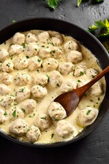 Swedish meatballs with white creamy sauce