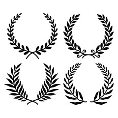 set of laurel wreath vector