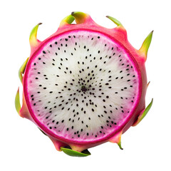 Slice of fresh dragon fruit on transparant background.