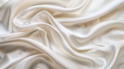 Obraz premium Elegant Flowing White Silk Fabric Texture for Fashion and Design