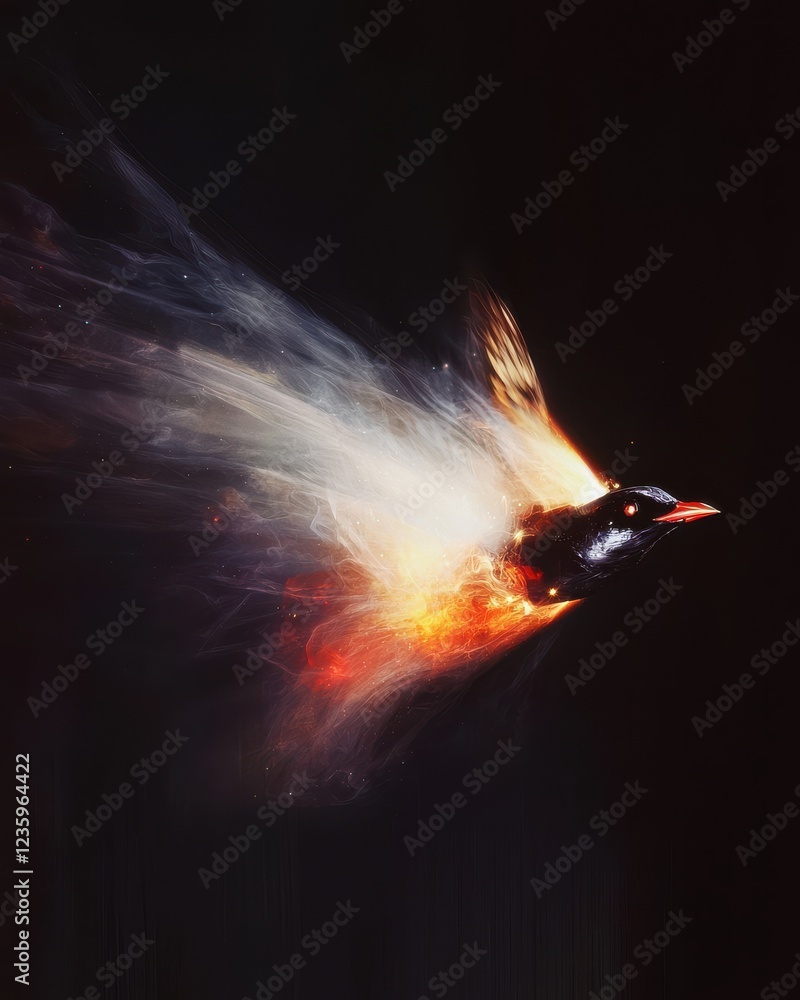 Aufkleber futuristic starfighter maneuvering through colorful nebula sci-fi art dynamic space environment -int
