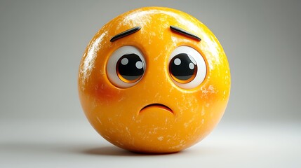 3D Sad Emoji, Digital Art, Expression, Emotional, Graphic, Yellow