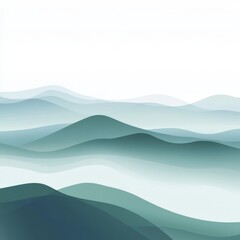 Misty green mountainscape; serene, tranquil;  wallpaper, website background