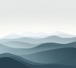 Fototapeta premium Misty blue mountainscape, serene landscape, calming background, website design