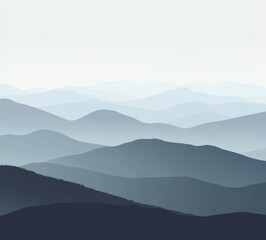 Obraz premium Misty Blue Mountain Range Landscape, Serenity