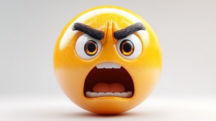 Angry 3D Emoji against plain background. Possible use Social media