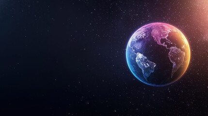 Fototapeta premium earth rainbow Abstract Earth with swirling rainbow colors, dark background, representing the vibrant energy and interconnectedness of the planet