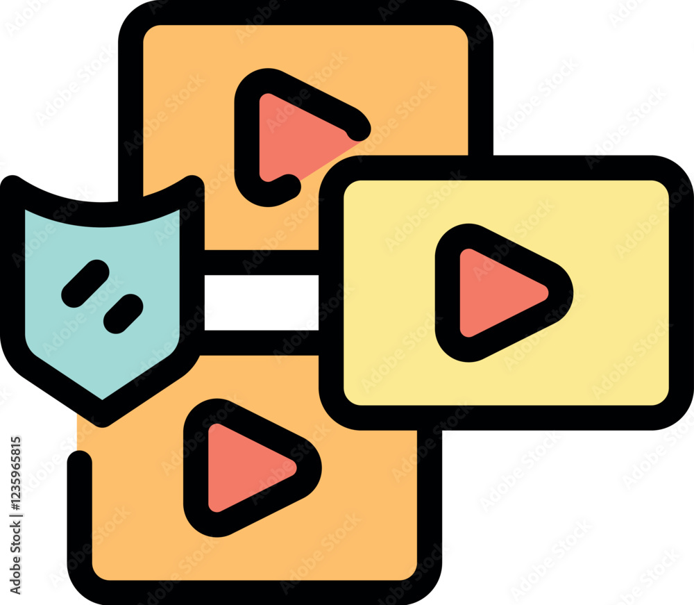 Aufkleber video files are protected by a shield, ensuring secure streaming and safeguarding digital content
