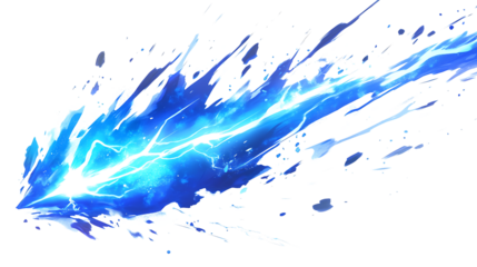 Electric blue lightning bolt explosion's on white & transparent a background. 