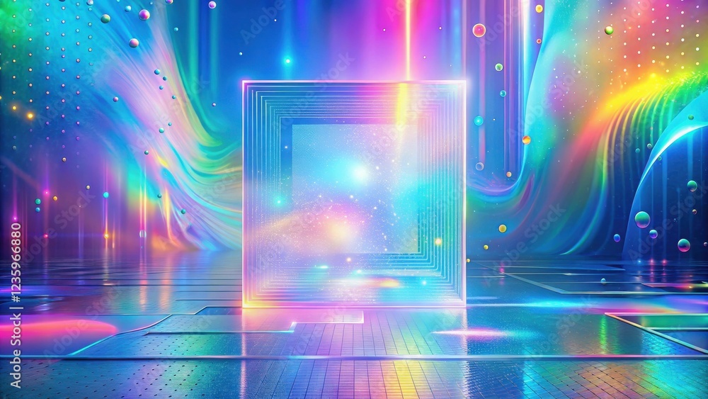 Aufkleber a luminous, iridescent gateway framed by shimmering light streaks, leading into a vast expanse of ab