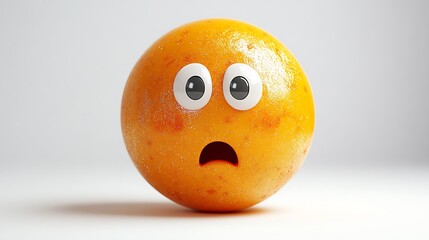 3D orange emoji, surprised expression, studio shot, digital art,  for social media